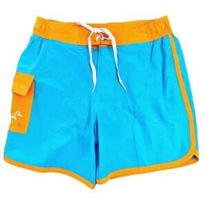 TYR Mens Bulldog Solid BoardShort Swim - Blue Orange - Size Medium $40